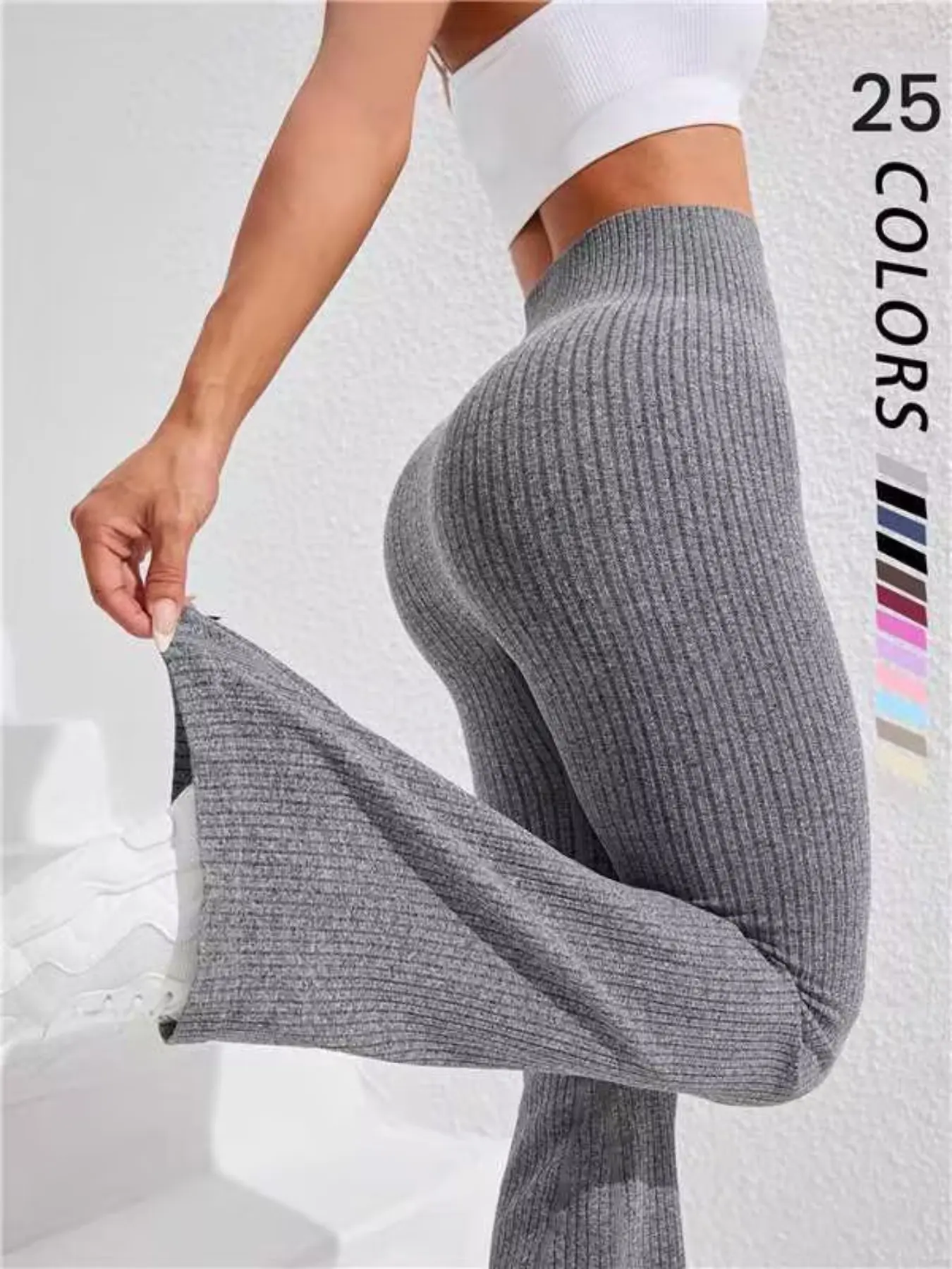 Women's Seamless Knitted Texture Yoga Wear Flare Pants, Stretchy High Waist Butt Lifting, Sporty Casual Fashion, All Seasons Suitable, Flared Leggings High Waist Activewear, High Waist Sportswear