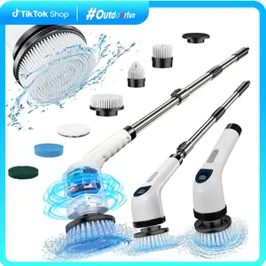 Electric Spin Scrubber, Cordless Shower Scrubber Full-Body IPX7 Waterproof, Electric Cleaning Brush with 7 Replaceable Brush Headsand 3 Adjustable Extension Handle, 2-Speed for Bathroom, Kitchen, Toilet, Window, Pool, OutdoorFun, FathersDayGift