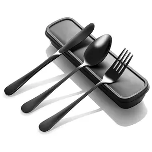 Portable 3-Piece Stainless Steel Cutlery Tableware Set with Case, Durable Silver Color Utensils for Daily Use and Travel, Easy to Clean, Perfect for Outdoor Activities and Camping, Tableware Kit