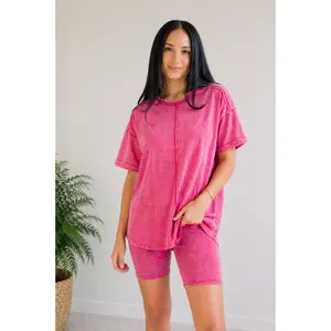 Biker short Set- Acid Wash