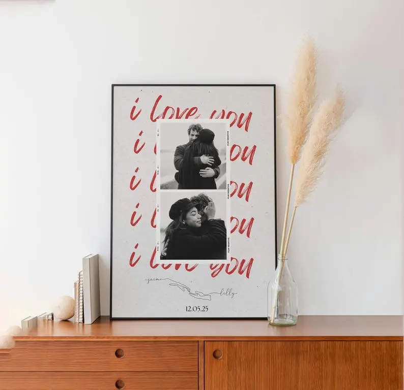 Personalised Photo Print, Custom Polaroid Photo Collage Wall Art, Meaningful Gift for Him or Her, Perfect for Wedding, Anniversary, Birthday & Valentine’s Day Home Decor