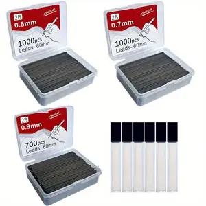 Mechanical Pencil Lead Refill, 3 Boxes/set 0.5/0.7/0.9mm 2B Art Drawing Automatic Pencil Replacement Refills with 6 Tubes, Drawing Pencils Set, Stationery Supplies