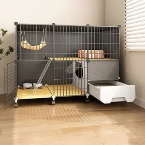 Large Indoor Cat House with Litter Box, Spacious Cat Condo for Cats & Kittens, Stylish Pet Shelter for Home Use