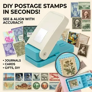 DIY Postage Stamp Shape Paper PunchER - Clear View Window for Accurate Alignment - Perfect for Junk Journals, Scrapbooking, Photo Albums & Handmade Greeting Cards