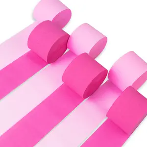 PartyWoo Pink Crepe Paper Streamers, 6pcs 492ft Pack of Light Baby Pastel Hot Pink Crepe Streamers, Gifts for Birthday, Baby Shower Party Decorations (Home & Festive Supplies)