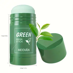Green Tea Mask Stick - Hypoallergenic Facial Moisturizer & Oil Control, Natural Light Beige Firming, Pure Green Tea Ingredients, Clean Effect, Cleansing, Unisex Adult Skincare, Daily Skincare, Sleek Packaging