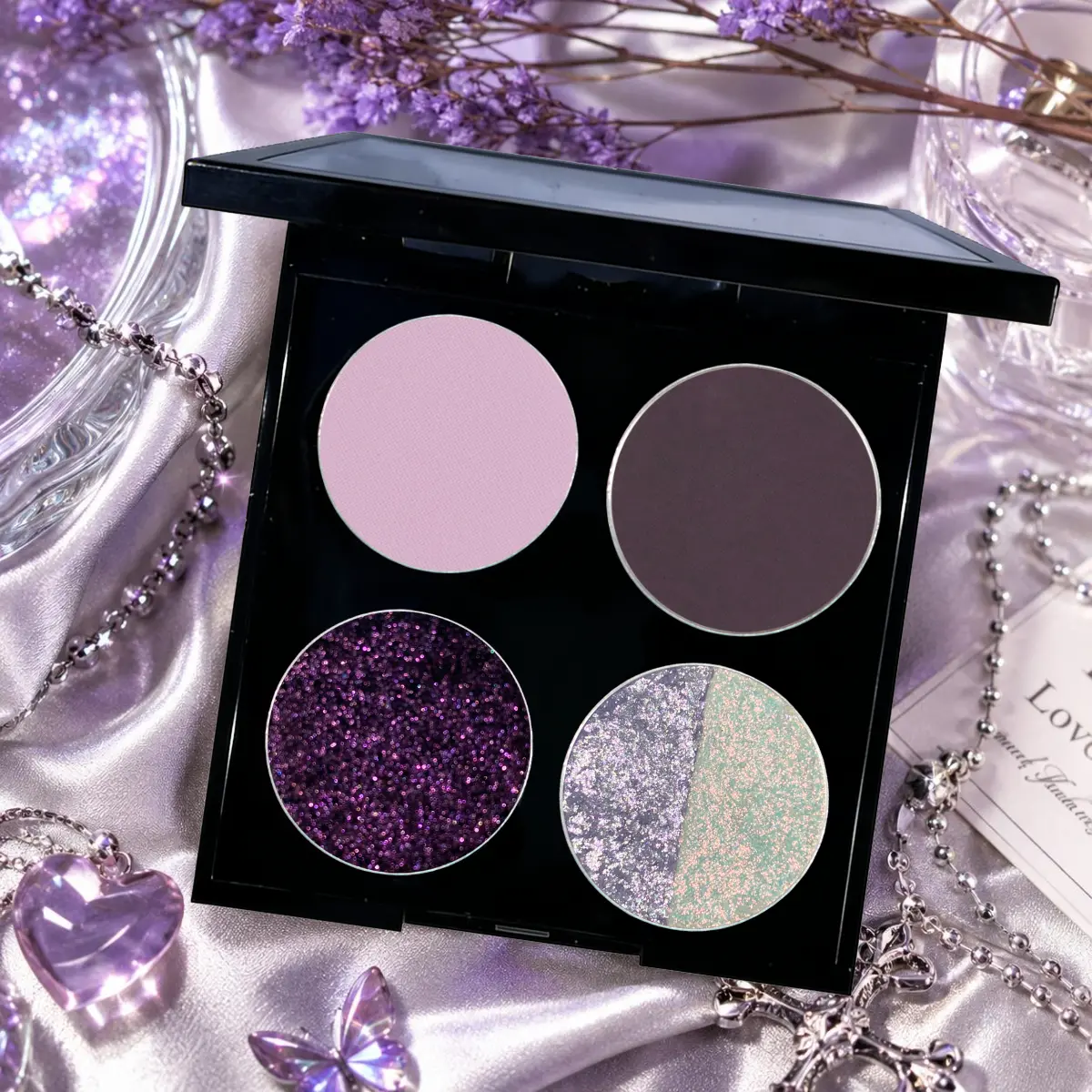 WOSUPRE Lavender Purple Shimmering Eyeshadow Palette - Alcohol-Free Multi-Pack, Pigmented Powders, Glitter, Duo-Chrome, Matte, Blendable, Long-Lasting, Limited Edition for Adults' Daily/Parties Makeup
