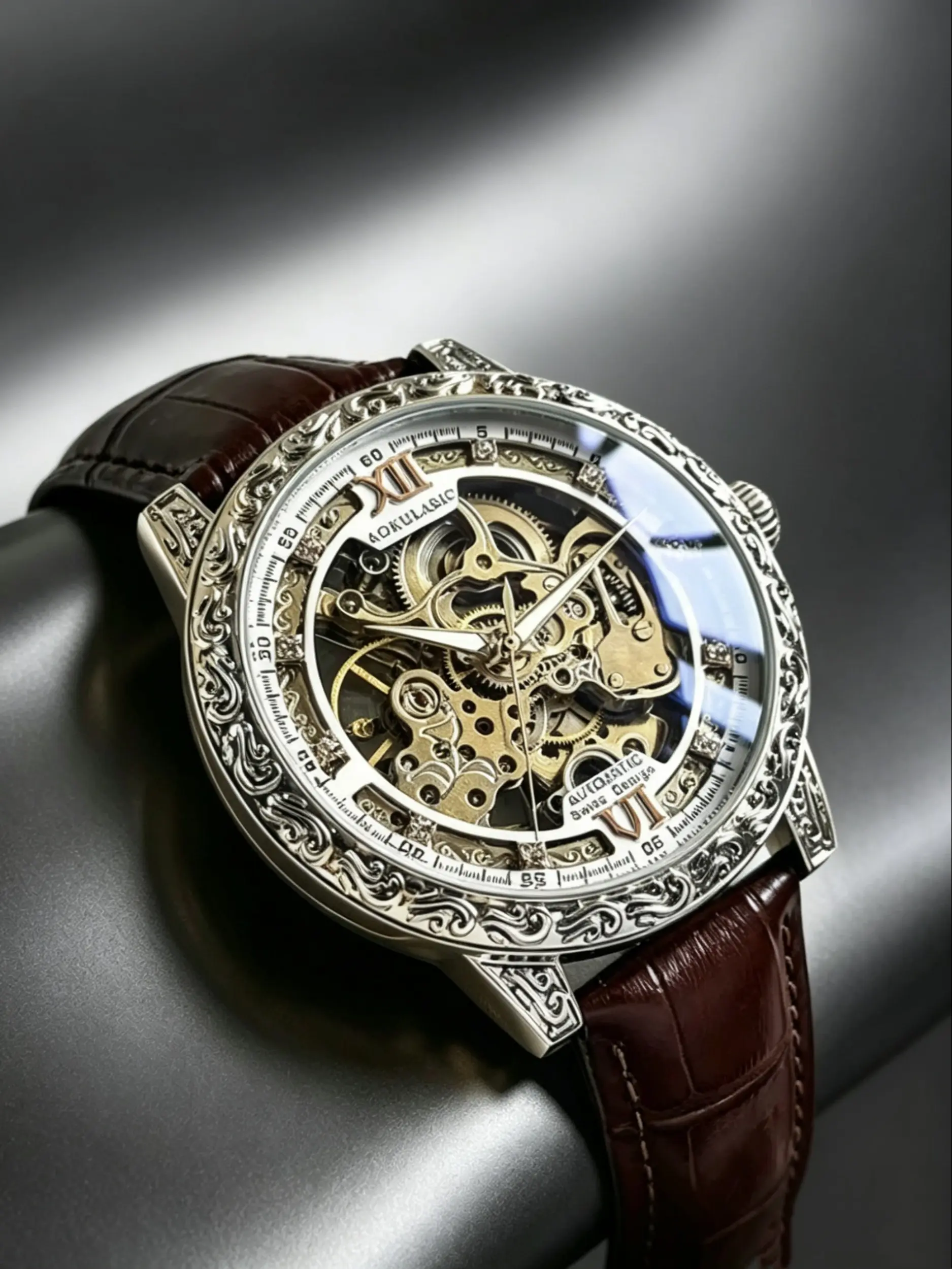 Men's Mechanical Watch, High-End Alloy Case, Round Analog Dial, Mineral Glass, Business Casual Style, Perfect Gift Choice, Mechanical Wristwatches, Business Fashion Watch
