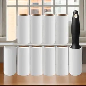 Pet Hair Removal Roller Set, Strong Adhesive Sticky Roll Lint Remover with Handle and 10 Replacement Papers, Ideal for Cat Dog Fur Clothes Sofa Carpet Furniture