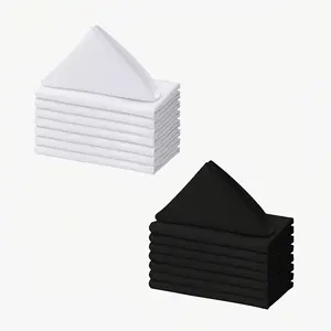 10/20/50 white cloth napkins 17x17 and 20x20 inches - 100% polyester, stitched edges, washable elegant dinner napkins Party Supplies for weddings, parties, formal events