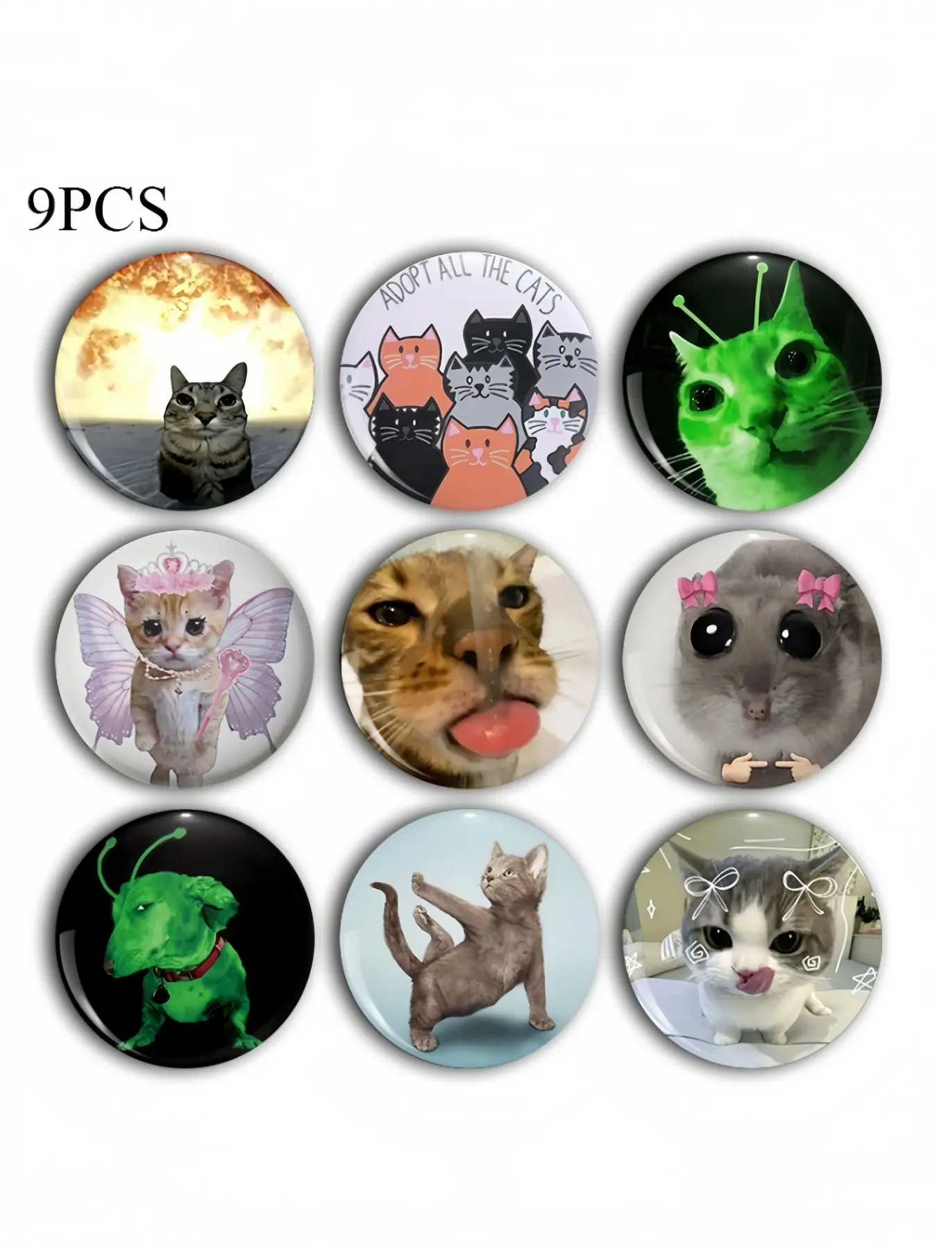 Cute Cat Brooch Pin Badge Clip, Unique Fashion Accessory, Men Accessories, Fashion Lapel Pin, Round Plastic DIY Button, Unisex Decorative Pins for Jeans, T-Shirts, Backpacks, Hats, Men