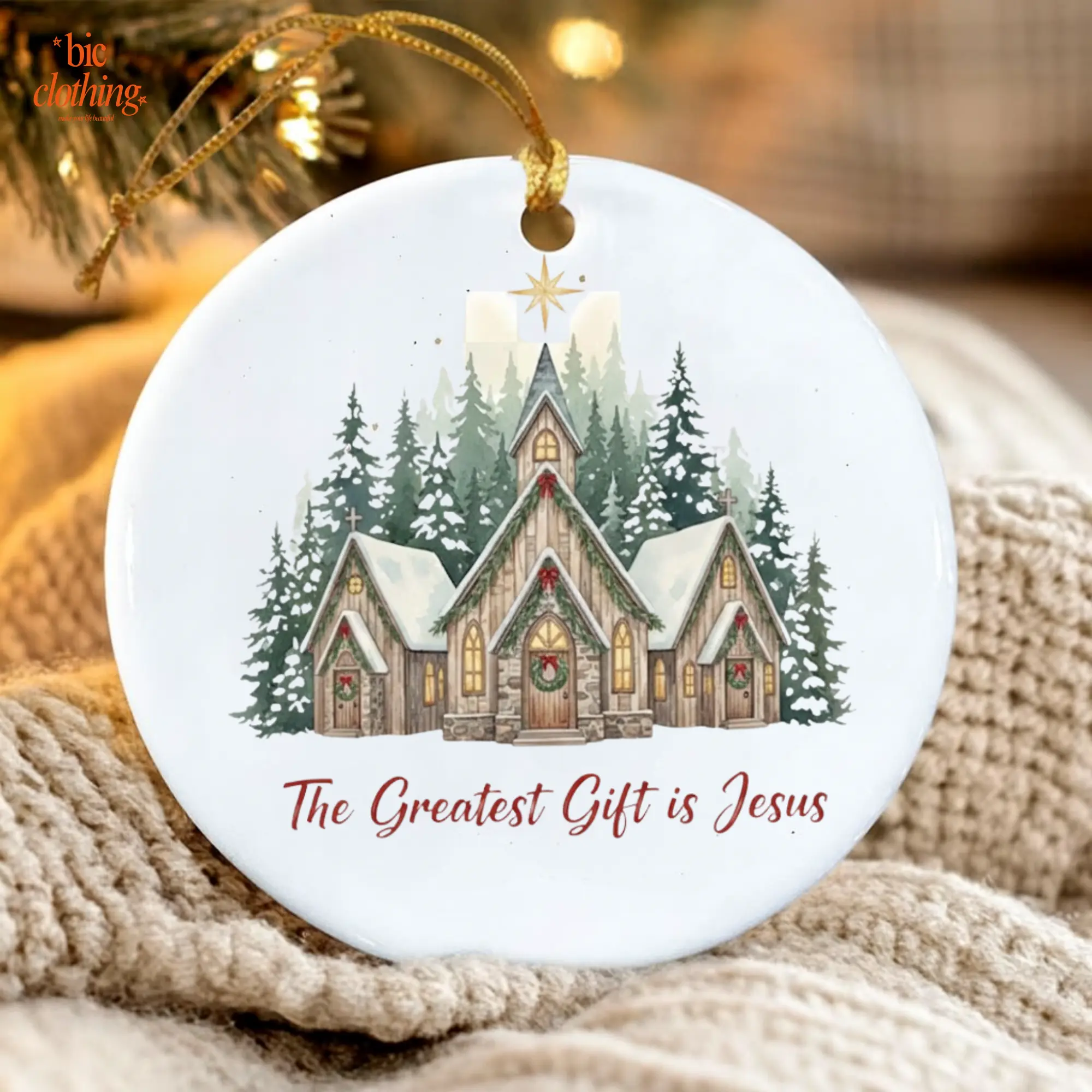 The Greatest Gift is Jesus Ornament, Christmas Church Ceramic Decor, Religious Christmas Decoration, christmas church ornament, church holiday decor, christian christmas gift, holiday decoration