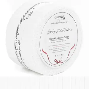 Craftido 100% Cotton Jelly Roll Fabric 40 Strips 2.5" x 44" Precut for Quilting Sewing Crafting Home Decor 40 White, TikTokShopDealsforYouDays,