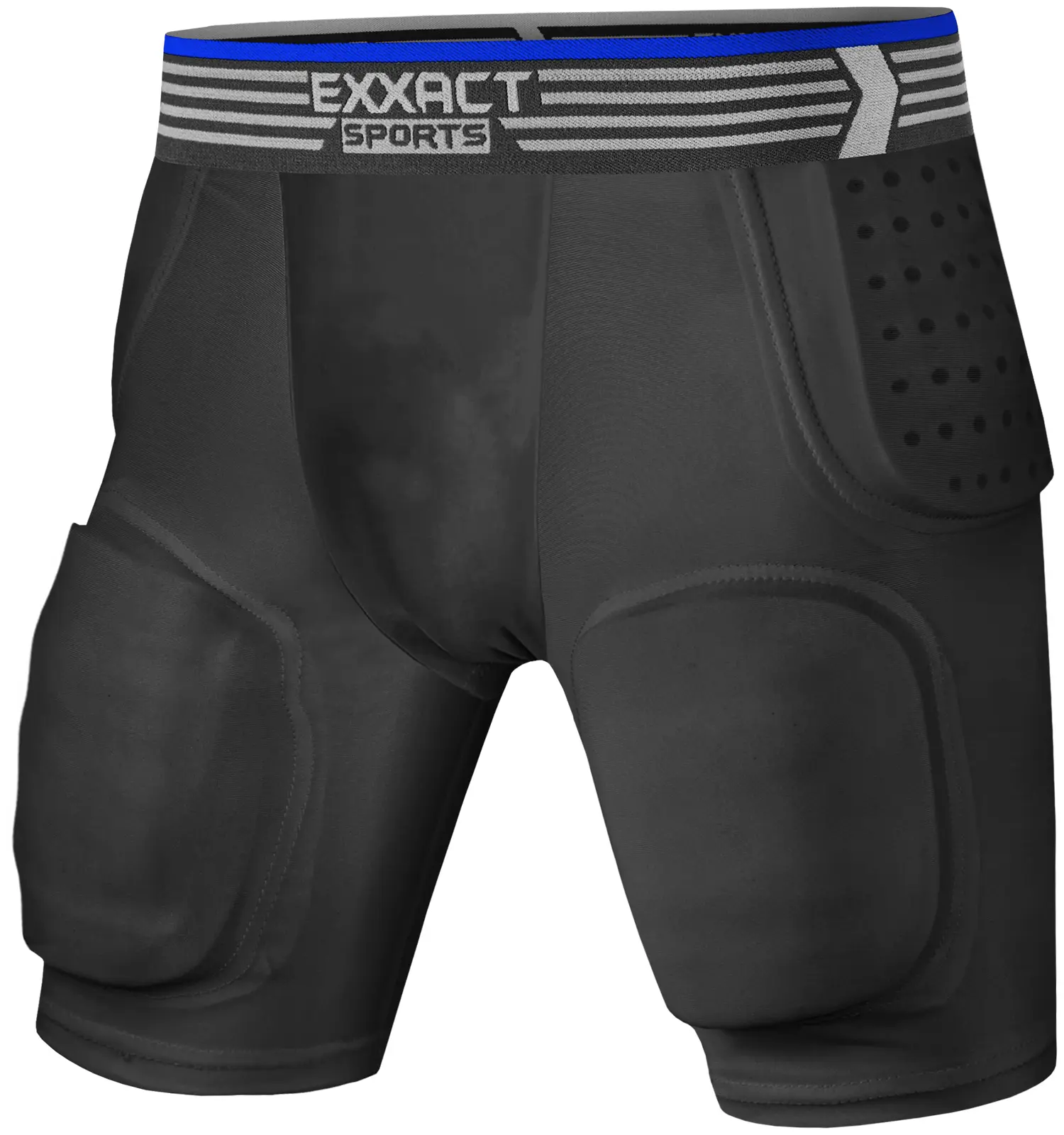Exxact Sports Rebel Youth Football Girdle, 5-Pad Lightweight Compression Shorts for Boys with Integrated Hip, Thigh, Tailbone Pads and Cup Pocket, Sporty Kids' Sports Clothing