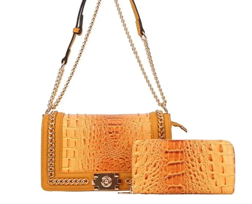 2-in-1 Crocodile Shoulder-Crossbody Bag with Wallet for Stylish, Convenient Everyday Use