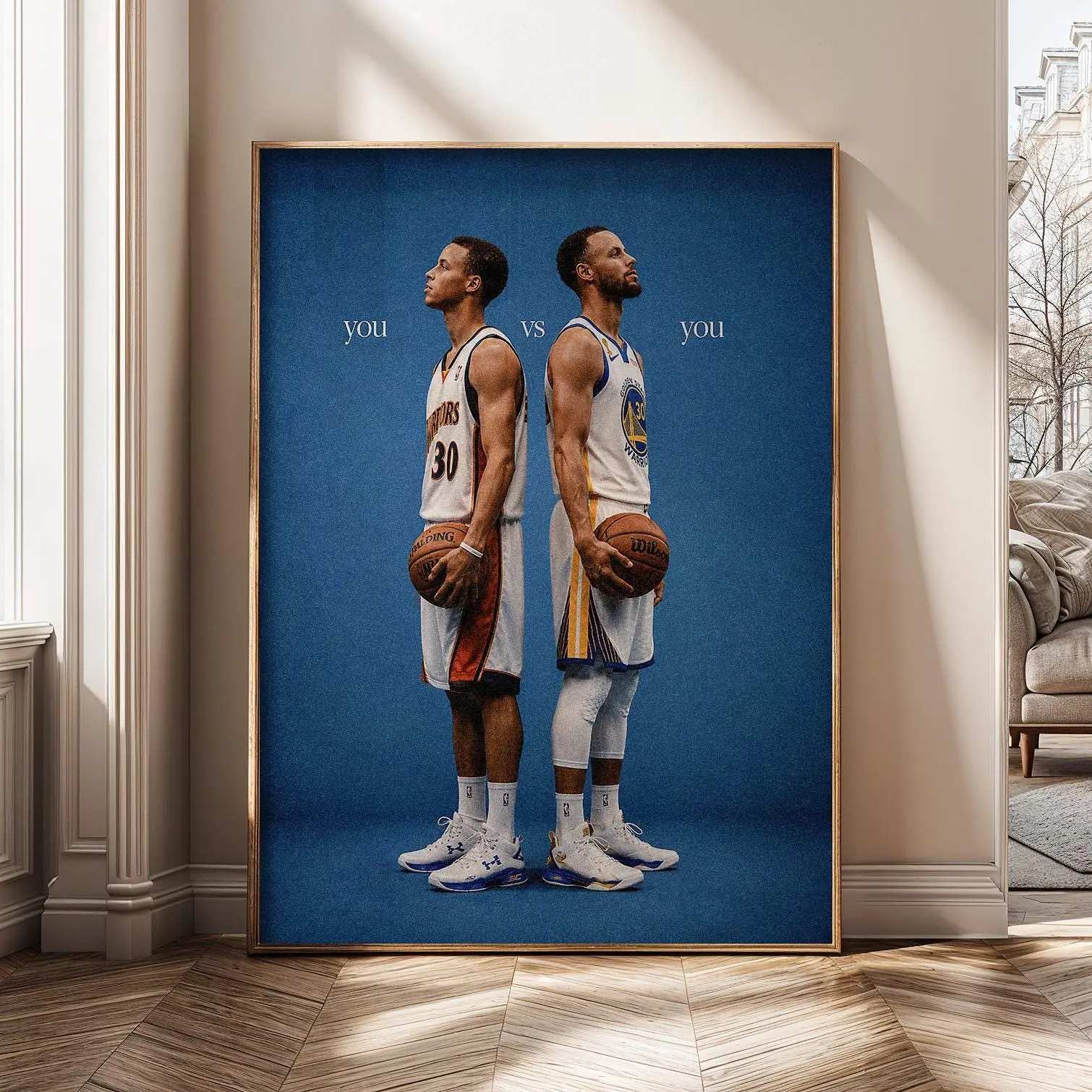 Stephen Curry Wall Art, You vs You Basketball Poster, Motivational Canvas Print, Sports Room Decor, Gift for Basketball Fans