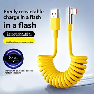 Xiaomi 120w Bent Head 90 Degrees Game 6a Super Fast Charge 67w Phone Type-C Charging Cable, Redmi Spring Charger