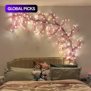 Cherry Blossom Tree Branch Design LED String Light, USB Powered DIY Holiday Vine Light, Decorative Light for Bedroom, Wedding Party, Halloween, Christmas, Charming Atmosphere, Cherry Blossom Theme, Bedroom Led Lights #GLOBAL PICKS