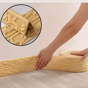 Retro European and American 3D texture self-adhesive skirting wallpaper, ceiling top corner waistline, three-dimensional Yin-Yang corner lines picture frame edge frame DIY decoration sticker, anti-collision skirting, decorative edge strip