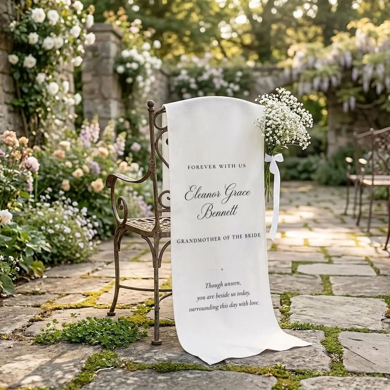 In Loving Memory Wedding Decor, Wedding Memorial Chair Banner, Personalized Reserved Seat Sign, Ceremony Remembrance Tribute