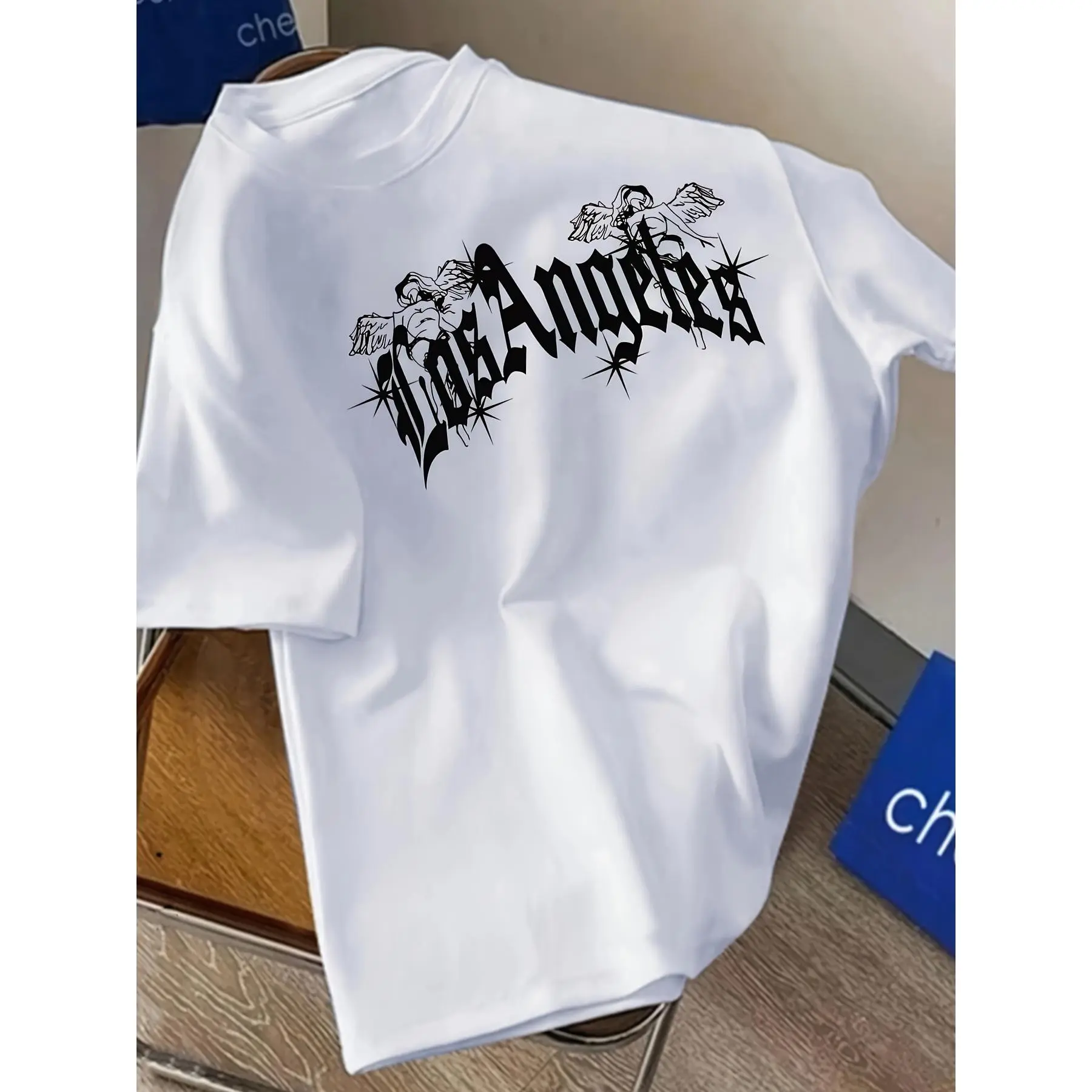 Boys' T-Shirt -  Crewneck Tee with Front LOS Angeles Gothic Lettering, Lightweight Everyday Shirt for LA-Themed Outfits & Casual Wear, Allseasons Apparel, La Themed Apparel, Breathable Fabric