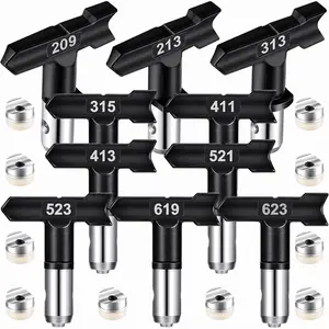 10Pcs Reversible Airless Spray Tips Set (209 213 313 315 411 413 521 523 619 623), Tungsten Carbide Paint Sprayer Nozzles for Airless Sprayer, Spray Range 4"-14" for Wall Fence Deck Cabinet summervibes