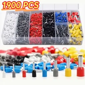 Ferrule Crimping Tool Kit with 1900pcs Wire Connectors, Insulated VE Tubular Crimp Terminals, Self-adjustable Ratchet Wire Crimping Tool Kit Crimper Plier Set HSC8 6-4A, Wiring Connectors Kit