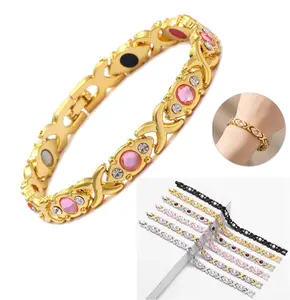 Black friday deals 2025 Energy Magnet Bracelet Eco-Friendly Alloy with Diamonds Adjustable Ladies' Wristband 3500 Gauss Neodymium Magnets Hypoallergenic Medical-Grade Stainless Steel gifts for women energy magnet bracelet