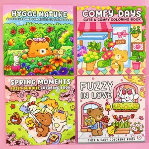 Cute Bear & Flower Pattern Coloring Book, 2/4 Counts/set Lovely Animal Themed Coloring Book, Stress Relief Coloring Book for Adults & Teens, Watercolor Paint Book