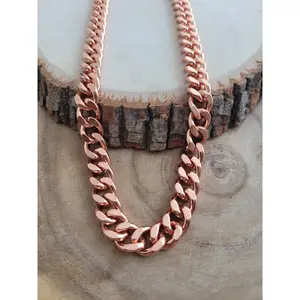 Pure Copper Cuban Link Necklace Heavy Solid Statement Jewelry 24" Unisex