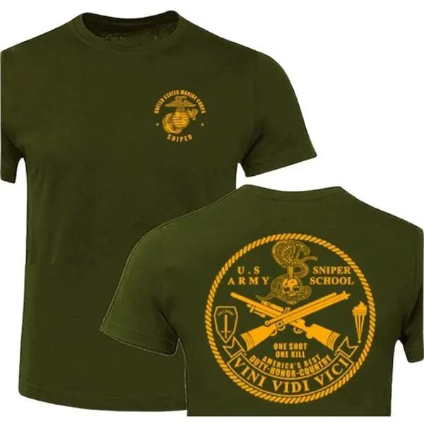 New Scout Sniper School Challenge Coin T-shirt - Limited Edition Military Style Tee for Fashionable Patriots Cotton Fit