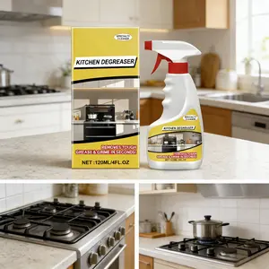 Kitchen Foam Cleaner, Heavy Duty Degreaser & Limescale Remover for Stovetop & Countertop, Household Cleaning Spray Removes Grease & Buildup, Fast Acting