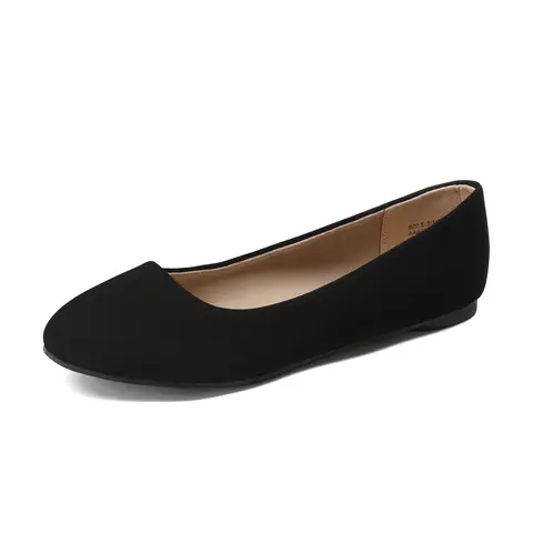 Dream Pairs Women's Slip-Ins Shoes - Ballerina Silhouette Round Toe Faux Leather Ballet Flats, Soft Rubber Sole, Memory Foam Insole, Soft Soled Shoes for Casual & Office Commuting, Women's Footwear (Navy PU, Black),outdoorfun