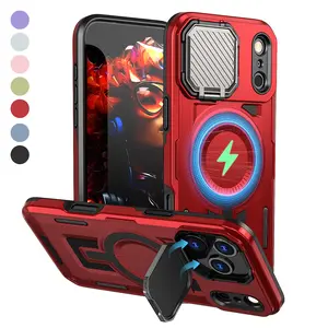 Magnetic Shockproof Case for iPhone 17 16 15 14 13 12 11 Pro Max,Full Camera Protection, Built-in Invisible Kickstand,Wireless Charge Heavy Duty Rugged Case