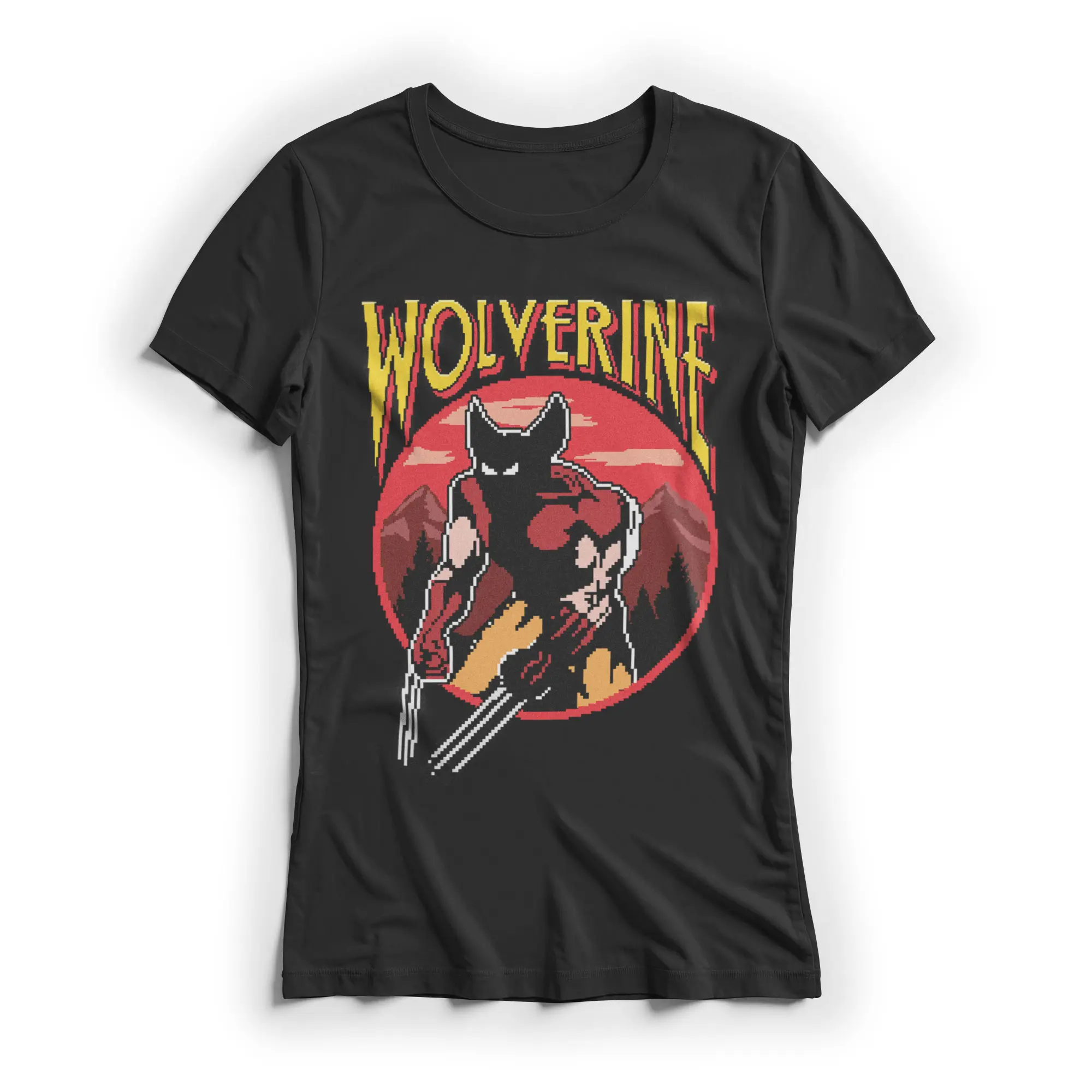 Juniors Womens Marvel X-Men Pixel Wolverine T-Shirt