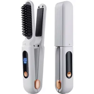 Wireless Straightening Comb | 2-in-1 Cordless Hot Comb Brush for Smooth Sleek Hair