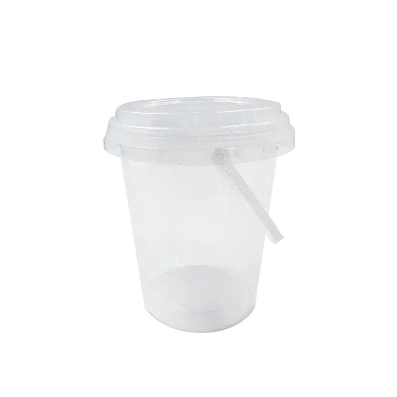 32oz (119mm Diameter) Premium PP Injection Drink Bucket With Lid + Handle - 200 Sets/Case