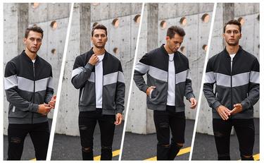Grandclad Mens Lightweight Jacket Casual Bomber Jacket Color Block Varsity Coat