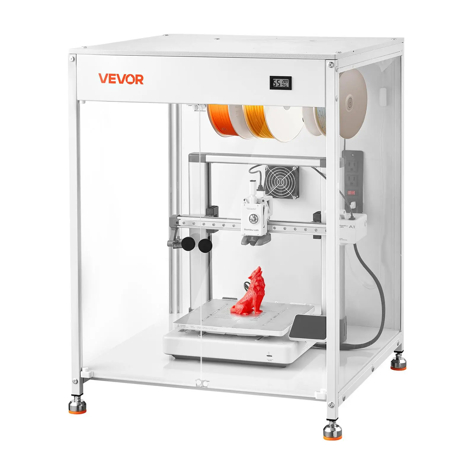 【Summerfinds】VEVOR Large 3D Printer Enclosure with Ventilation System, Dustproof Waterproof Transparent Acrylic Tent, Constant Temperature Control, LED Lights, Batteries, Compatible with Ender Series, Bambu Lab, Neptune, Kobra & Other 3D Printers, Tempera