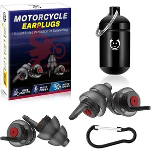 Ear Plugs 2Pairs, Wind Noise Reduction &  Hearing , Comfort Reusable Earplugs for Motorsports, Touring, Racing, Riding, 2 Sizes Fit All Ear-Canal, 25dB Noise-Reduction Earbuds