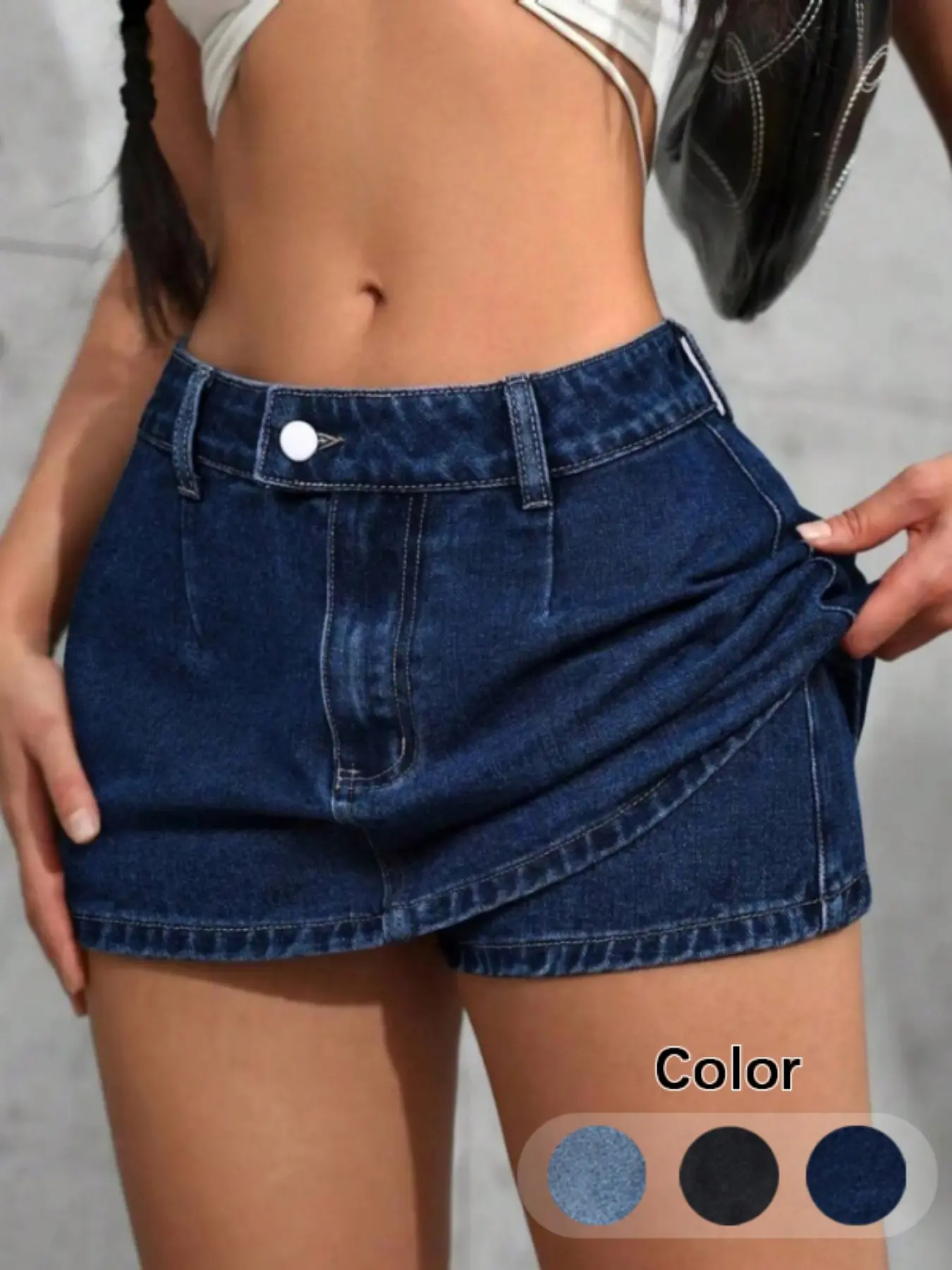 Y2K Retro Hot Girl Denim Button Skirt, Slimming High-Waist Short Skirt, Everyday Casual Sexy Style A-Line Mini Jean Skirt