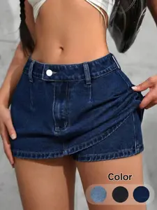 Y2K Retro Hot Girl Denim Short Skirt, Slimming High Waist A-Line Dress, Long Leg Showoff Versatile Jean Skirt, Sexy Style