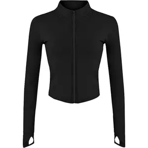 Tanming Women's Full Zip Seamless Workout Jacket Running Yoga Slim Fit Track Jacket