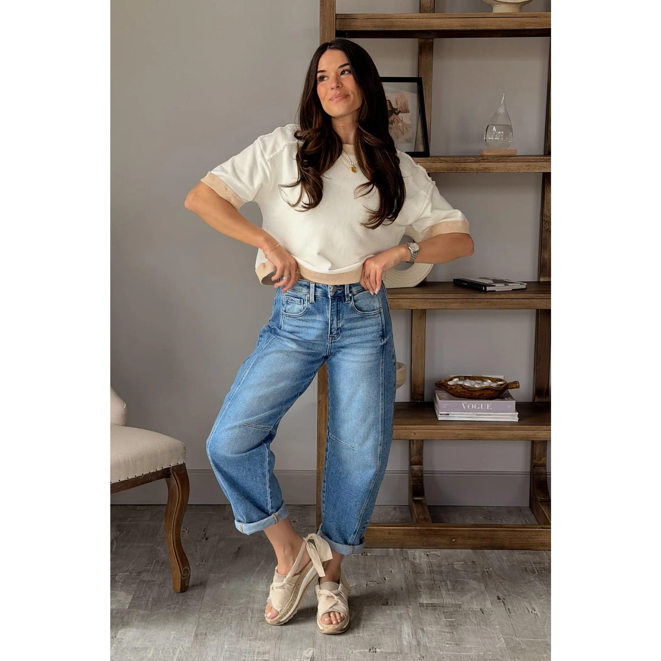 Risen: Kaia Medium Wash Barrel Jeans