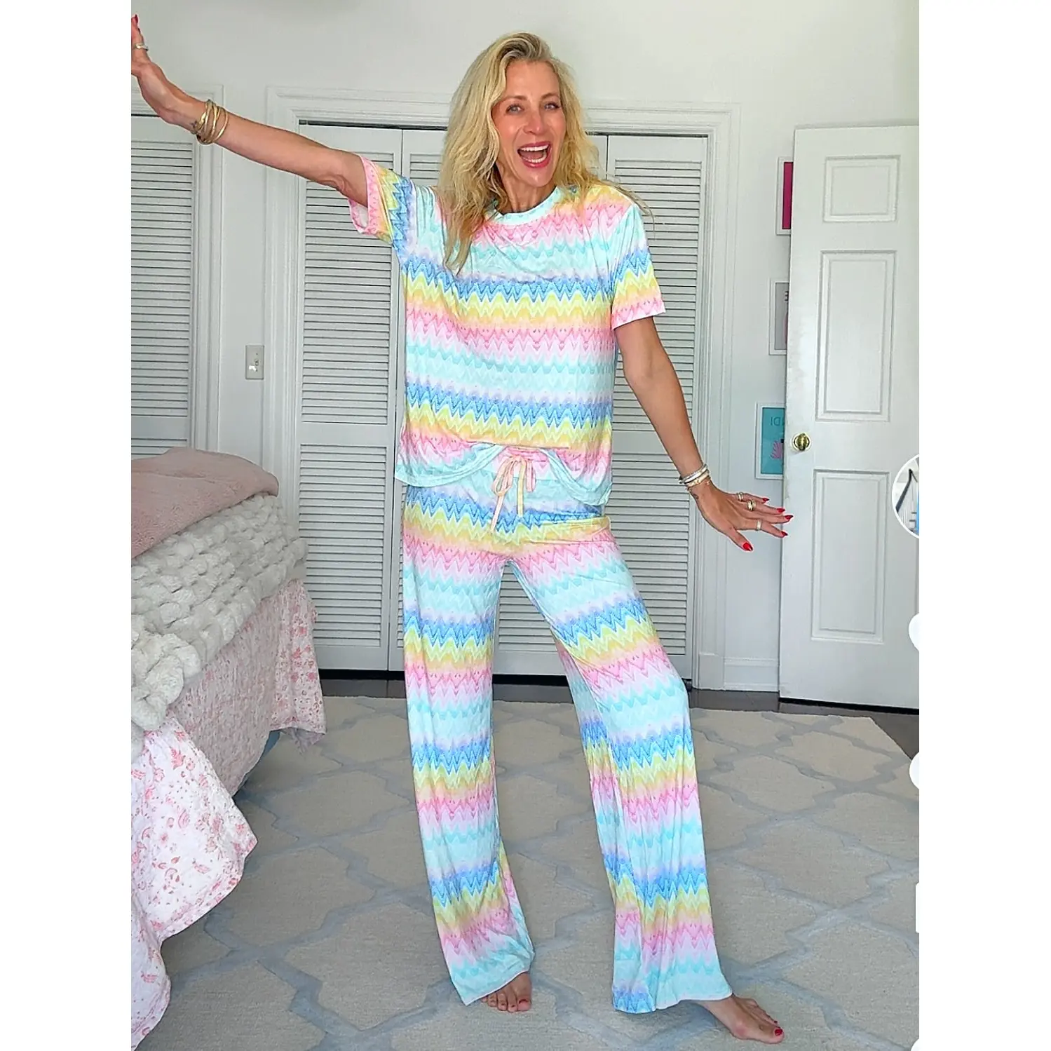 Chevron Wide Leg Pajama Set