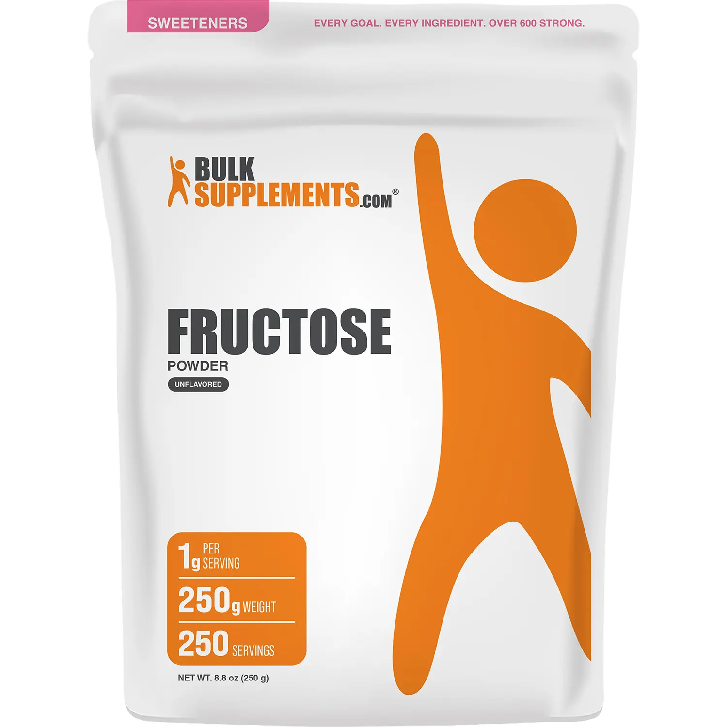 BulkSupplements Fruit Fructose Powder - Natural Edible Flavor Sweetener, Sugar Alternative - 250g Container, 1g per Serving