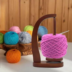 Yarn Holder for Crocheting, Beech Yarn Spinner: Effortless Rotation Achieved Through Magnetic Levitation,Wooden Spinners for Crocheting，Yarn Ball Holder (Brown)