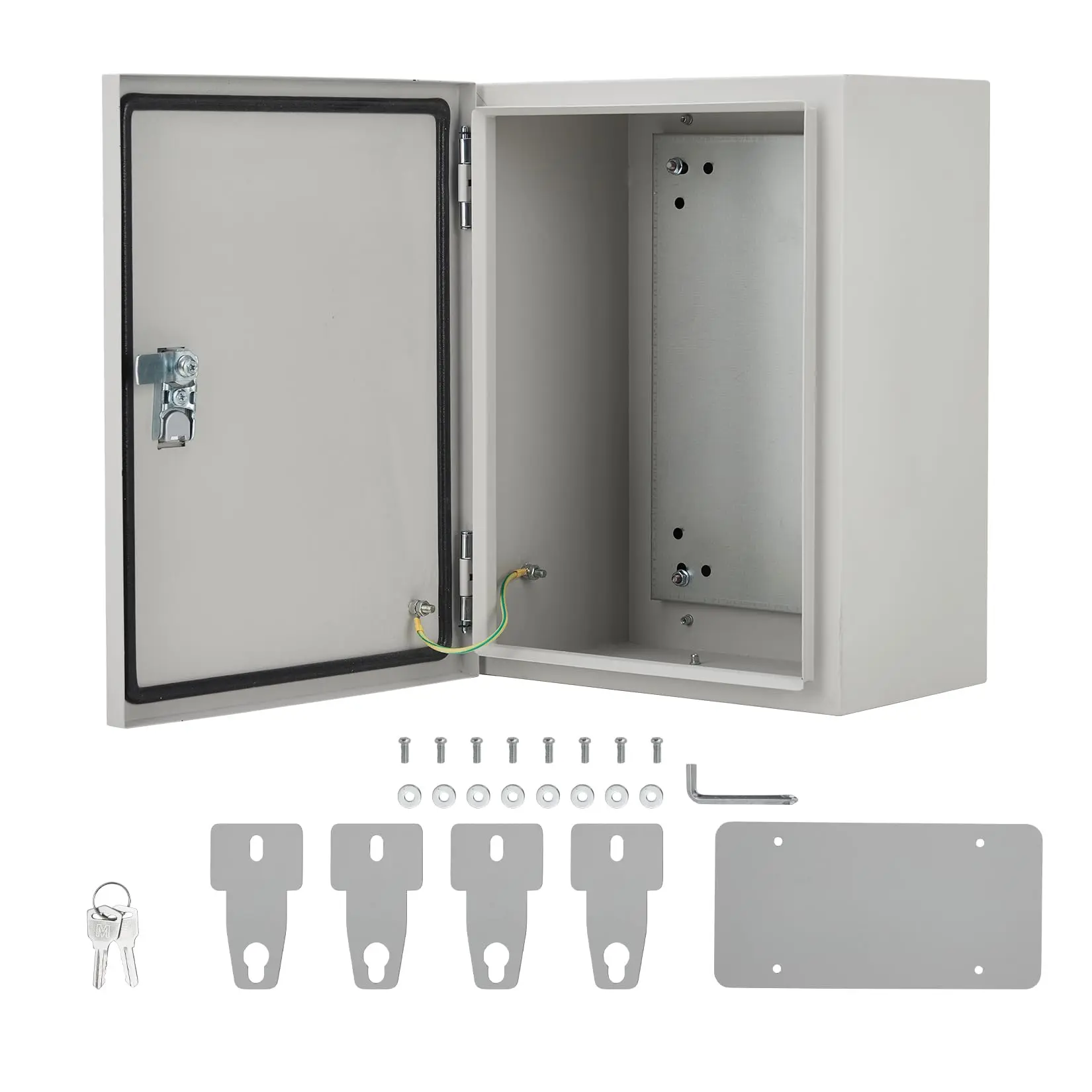 Garvee 14" x 10" x 6" Stainless Steel Outdoor Electrical Box – NEMA 4X, Waterproof, Dustproof, Lockable Junction Box with Mounting Plate & 2 Keys – IP66/IP67 Rated – Electrical Box for Indoor/Outdoor Use