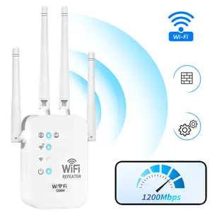 WiFi Extender WiFi Repeater 1200Mbps Dual Band, 4 High Gain External Antennas, Covers Up to 6000 Sq.Ft Long Range, Multi-Device Support, Eliminate WiFi Dead Zones, Perfect for Home Office & Remote Work