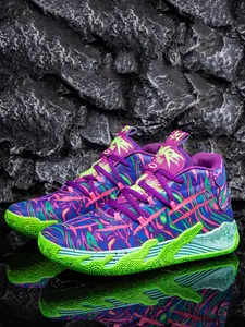 Men's Fashionable Colorblock Patchwork Lace Up Basketball Sneakers, Athletic Basketball Shoes, Stylish Basketball Shoes, Casual Comfortable Breathable Sports Running Shoes, Male All-match Round Toe Shoes for Daily Wear, Youth Fashion Shoes